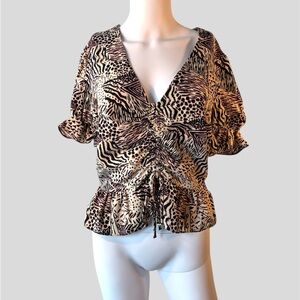 NWT Topshop Animal Print V-Neck Women's Top